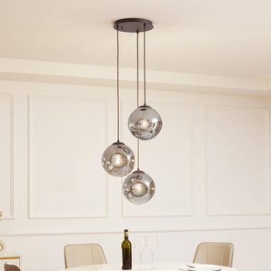 Glas Hängelampe Valentina Lindby, dimmbar, alu / grau / zink, für Wohn- / Esszimmer, Glas, Design, Pendelleuchte 10019836