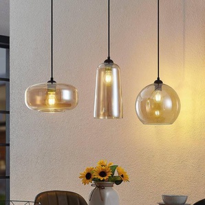 Glas Hängelampe Wilja Lucande, dimmbar, creme / amber, für Wohn- / Esszimmer, Glas, Vintage, Pendelleuchte 9627334