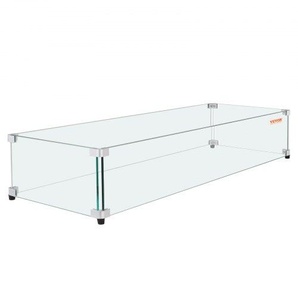 Glas-Windschutz für rechteckigen Feuerstellentisch 798 x 317 x 165 mm, 8 mm dicke und stabile gehärtete Glasscheibe mit harter Aluminium-Eckhalterung und Gummifüßen, einfach zu montieren HKFFZGHBLZFXM0WWOV0