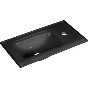Glasbecken Gäste-WC / Waschtisch aus Glas / Maße (b x h x t): ca. 45 x 9,2 x 25 cm / hochwertiges Waschbecken fürs Badezimmer / Farbe: Grau / Breite: