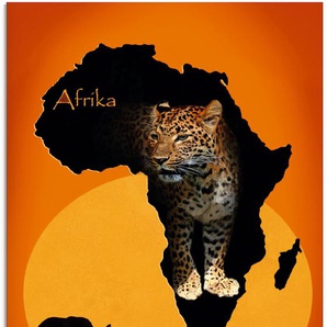 Glasbild ARTLAND Afrika der schwarze Kontinent Bilder Gr. B/H: 60 cm x 80 cm, Glasbild Wildtiere Hochformat, 1 St., orange Glasbilder