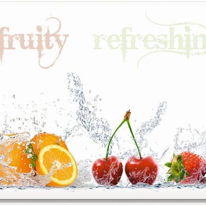 Glasbild ARTLAND Fruchtig erfrischend gesund Fruchtmix Bilder Gr. B/H: 100 cm x 50 cm, Lebensmittel, 1 St., bunt Glasbilder in verschiedenen Größen