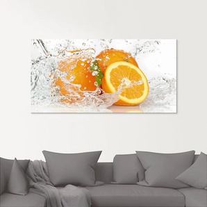 Glasbild ARTLAND Orange mit Spritzwasser Bilder Gr. B/H: 100 cm x 50 cm, Süßspeisen, 1 St., orange Glasbilder