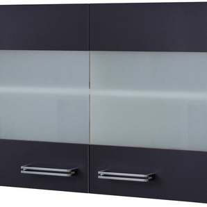 Glashängeschrank FLEX-WELL Antigua Schränke Gr. B/H/T: 100 cm x 55 cm x 32 cm, 2 St., grau (anthrazit, san remo eiche) Hängeschränke (B x H T) 100 54,8 32 cm, mit Stollenglastüren