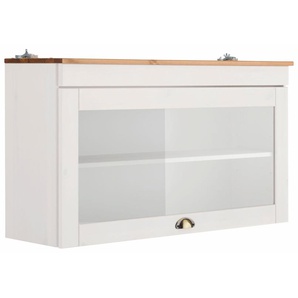 Glashängeschrank HOME AFFAIRE Oslo Schränke Gr. B/H/T: 100 cm x 55 cm x 29 cm, gelb (cremefarben, honigfarben) Hängeschränke 100 cm breit, aus Kiefer, 1 Klappe, Metallgriff, Landhaus-Optik