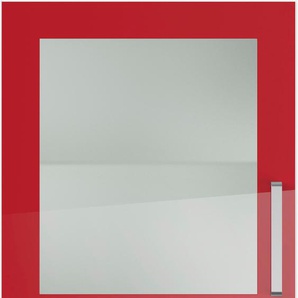 Glashängeschrank IMPULS KÜCHEN Schränke Gr. B/H/T: 50 cm x 57,9 cm x 34,5 cm, links-Rot Hochglanz, 1 St., rot (rot hochglanz) Hängeschränke mit Glasdrehtür