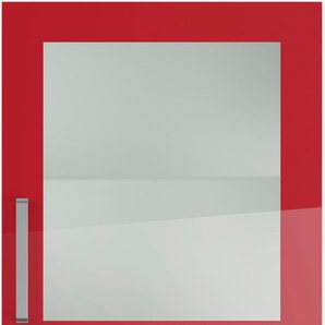 Glashängeschrank IMPULS KÜCHEN Schränke Gr. B/H/T: 50 cm x 57,9 cm x 34,5 cm, rechts-Rot Hochglanz, 1 St., rot (rot hochglanz) Hängeschränke mit Glasdrehtür
