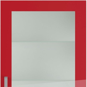 Glashängeschrank IMPULS KÜCHEN Schränke Gr. B/H/T: 50 cm x 72,3 cm x 34,5 cm, rechts-Rot Hochglanz, 1 St., rot (rot hochglanz) Hängeschränke mit Glasdrehtür