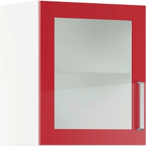 Glashängeschrank IMPULS KÜCHEN Turin, Breite 50 cm Schränke Gr. B/H/T: 50 cm x 57,9 cm x 34,5 cm, links-Rot Hochglanz, 1 St., rot (rot hochglanz) Hängeschränke mit Glasdrehtür