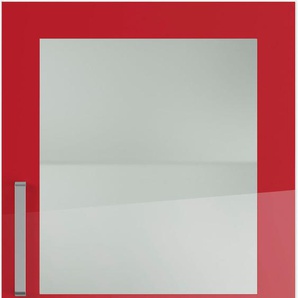 Glashängeschrank IMPULS KÜCHEN Turin, Breite 50 cm Schränke Gr. B/H/T: 50 cm x 57,9 cm x 34,5 cm, rechts-Rot Hochglanz, 1 St., rot (rot hochglanz) Hängeschränke