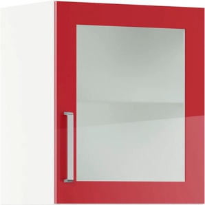 Glashängeschrank IMPULS KÜCHEN Turin, Breite 50 cm Schränke Gr. B/H/T: 50 cm x 57,9 cm x 34,5 cm, rechts-Rot Hochglanz, 1 St., rot (rot hochglanz) Hängeschränke mit Glasdrehtür