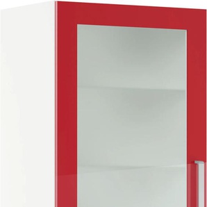 Glashängeschrank IMPULS KÜCHEN Turin, Breite 50 cm Schränke Gr. B/H/T: 50 cm x 72,3 cm x 34,5 cm, links-Rot Hochglanz, 1 St., rot (rot hochglanz) Hängeschränke mit Glasdrehtür