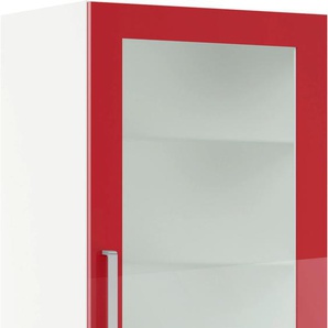 Glashängeschrank IMPULS KÜCHEN Turin, Breite 50 cm Schränke Gr. B/H/T: 50 cm x 72,3 cm x 34,5 cm, rechts-Rot Hochglanz, 1 St., rot (rot hochglanz) Hängeschränke mit Glasdrehtür