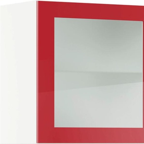 Glashängeschrank IMPULS KÜCHEN Turin, Breite 60 cm Schränke Gr. B/H/T: 60 cm x 57,9 cm x 34,5 cm, links-Rot Hochglanz, 1 St., rot (rot hochglanz) Hängeschränke mit Glasdrehtür
