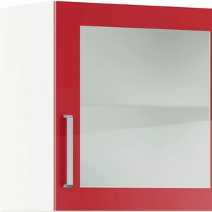 Glashängeschrank IMPULS KÜCHEN Turin, Breite 60 cm Schränke Gr. B/H/T: 60 cm x 57,9 cm x 34,5 cm, rechts-Rot Hochglanz, 1 St., rot (rot hochglanz) Hängeschränke mit Glasdrehtür