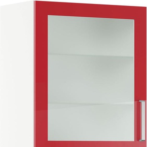 Glashängeschrank IMPULS KÜCHEN Turin, Breite 60 cm Schränke Gr. B/H/T: 60 cm x 72,3 cm x 34,5 cm, links-Rot Hochglanz, 1 St., rot (rot hochglanz) Hängeschränke mit Glasdrehtür