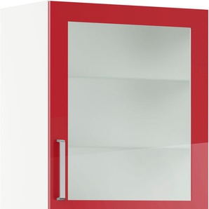 Glashängeschrank IMPULS KÜCHEN Turin, Breite 60 cm Schränke Gr. B/H/T: 60 cm x 72,3 cm x 34,5 cm, rechts-Rot Hochglanz, 1 St., rot (rot hochglanz) Hängeschränke mit Glasdrehtür