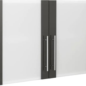 Glashängeschrank WIHO KÜCHEN Cali Schränke Gr. B/H/T: 100 cm x 56,5 cm x 35 cm, grau (anthrazit glanz, anthrazit) Hängeschränke Front mit Glaseinsatz