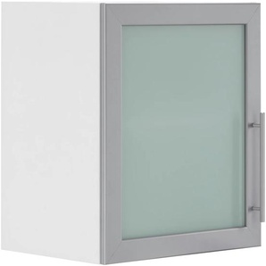 Glashängeschrank WIHO KÜCHEN Cali Schränke Gr. B/H/T: 50 cm x 56,5 cm x 35 cm, weiß (front: alufarben, korpus: weiß) Hängeschränke