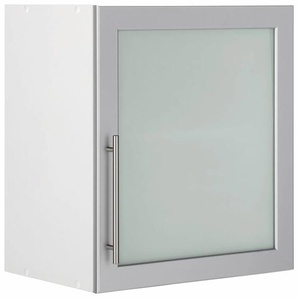 Glashängeschrank WIHO KÜCHEN Ela Schränke Gr. B/H/T: 50 cm x 56,5 cm x 35 cm, weiß (front: alufarben, korpus: weiß) Hängeschränke
