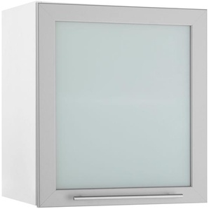 Glashängeschrank WIHO KÜCHEN Flexi2 Schränke Gr. B/H/T: 50 cm x 56 cm x 35 cm, weiß (front: alufarben, korpus: weiß) Hängeschränke Breite 50 cm