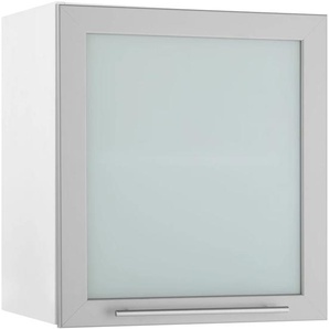 Glashängeschrank WIHO KÜCHEN Flexi2 Schränke Gr. B/H/T: 50 cm x 56 cm x 35 cm, weiß (front: alufarben, korpus: weiß) Hängeschränke