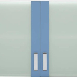 Glashängeschrank WIHO KÜCHEN Husum Schränke Gr. B/H/T: 100 cm x 56,5 cm x 35 cm, blau (front: himmelblau, korpus: weiß) Hängeschränke