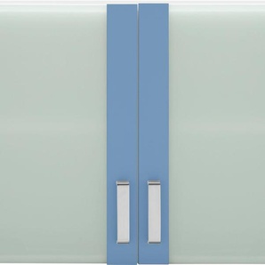 Glashängeschrank WIHO KÜCHEN Husum Schränke Gr. B/H/T: 100 cm x 56,5 cm x 35 cm, blau (front: himmelblau, korpus: weiß) Hängeschränke Front mit Glaseinsatz