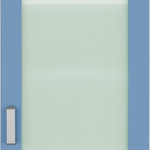Glashängeschrank WIHO KÜCHEN Husum Schränke Gr. B/H/T: 50 cm x 56,5 cm x 35 cm, blau (front: himmelblau, korpus: weiß) Hängeschränke
