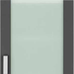 Glashängeschrank WIHO KÜCHEN Husum Schränke Gr. B/H/T: 50 cm x 56,5 cm x 35 cm, grau (front: anthrazit, korpus: weiß) Hängeschränke Front mit Glaseinsatz