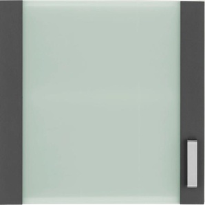 Glashängeschrank WIHO KÜCHEN Husum Schränke Gr. B/H/T: 60 cm x 56,5 cm x 35 cm, grau (front: anthrazit, korpus: weiß) Hängeschränke