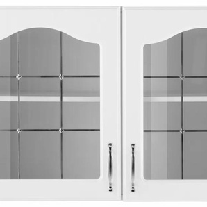 Glashängeschrank WIHO KÜCHEN Linz Schränke Gr. B/H/T: 100 cm x 56,5 cm x 35 cm, weiß (front: landhaus weiß, korpus: weiß) Hängeschränke 100 cm breit, mit 2 Glastüren