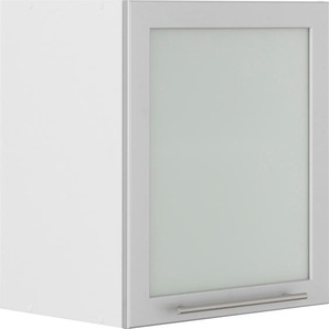 Glashängeschrank WIHO KÜCHEN Unna Schränke Gr. B/H/T: 50 cm x 56,5 cm x 35 cm, weiß (front: alufarben, korpus: weiß) Küchenhängeschrank Glashängeschrank mit alufarbener Glasrahmentür