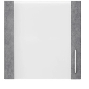 Glashängeschrank WIHO KÜCHEN Zell Schränke Gr. B/H/T: 60 cm x 56,5 cm x 35 cm, grau (front: betonfarben, korpus und arbeitsplatte: satin blackwood) Hängeschränke
