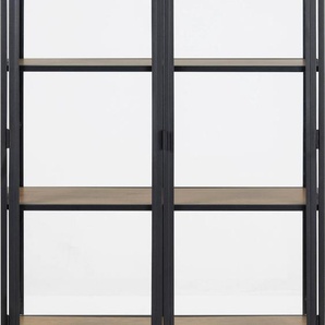 Glasvitrine ACTONA GROUP Schränke Gr. B/H/T: 77 cm x 150 cm x 35 cm, 2 St., schwarz (matt wildeiche, matt schwarz) Glasvitrinen mit Glastüren und Metallrahmen, 3 Einlegeböden, B: 77 x H: 150 cm