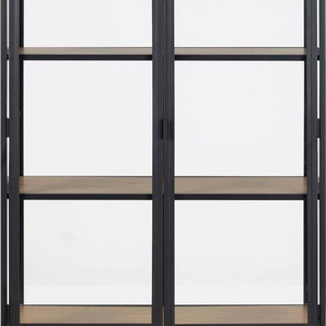 Glasvitrine ACTONA GROUP Schränke Gr. B/H/T: 77 cm x 150 cm x 35 cm, 2 St., schwarz (matt wildeiche, matt schwarz) Glasvitrinen