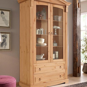 Glasvitrine HOME AFFAIRE Anna Schränke Gr. B/H/T: 100 cm x 187 cm x 47 cm, 2 St., beige (natur) Glasvitrinen Höhe 187 cm