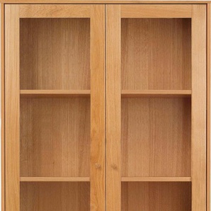 Glasvitrine WOODMAN Kensal Schränke Gr. B/H/T: 100 cm x 170 cm x 45 cm, 2 St., Komplettausführung, braun (eiche natur) Glasvitrinen im schlichten skandinavischen Design, Holzfurnier aus Eiche