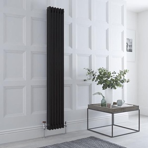Gliederheizkörper (2 Säulen) Vertikal 1800mm x 290mm ohne Füße zur Bodenmontage - Schwarz - Regent & Hudson Reed