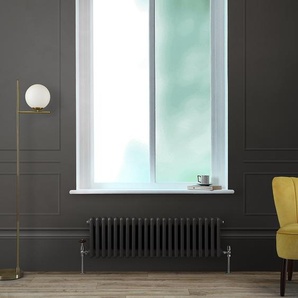Gliederheizkörper (2-säulig), horizontal - H 300mm x B 1010mm x T 68mm - Grau (Carbon Grey) – Regent von Hudson Reed