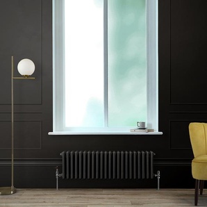Gliederheizkörper (2-säulig), horizontal - H 300mm x B 1010mm x T 68mm - Schwarz (Midnight Black) – Regent