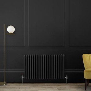 Gliederheizkörper (2-säulig), horizontal - H 600mm x B 1010mm x T 68mm - Schwarz (Midnight Black) – Regent