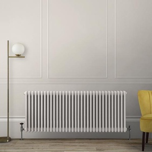 Gliederheizkörper (2-säulig), horizontal - H 600mm x B 1505mm x T 68mm - Weiß (Pearl White) – Regent von Hudson Reed