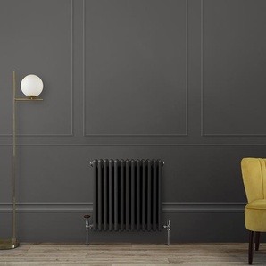 Gliederheizkörper (2-säulig), horizontal - H 600mm x B 605mm x T 68mm - Grau (Carbon Grey) – Regent von Hudson Reed