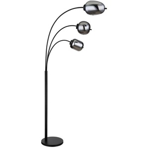 Globo Bogenleuchte Blacky, Schwarz, Metall, Glas, 60x175 cm, Lampen & Leuchten, Innenbeleuchtung, Stehlampen, Bogenlampen