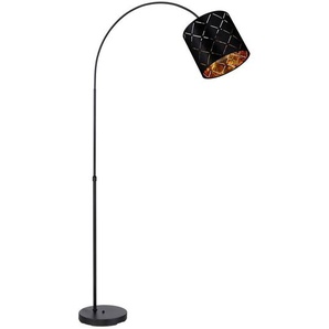 Globo Bogenleuchte, Schwarz, Textil, Metall, 28x19.5 cm, Fußschalter, Lampen & Leuchten, Innenbeleuchtung, Stehlampen, Bogenlampen