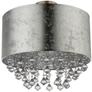 Globo Deckenleuchte, Klar, Silber, Metall, Kunststoff, Textil, 38 cm, mit Behang, Lampen & Leuchten, Innenbeleuchtung, Deckenleuchten