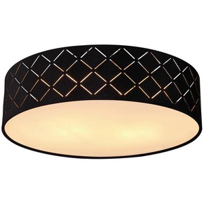 Globo Deckenleuchte Varios, Schwarz, Weiß, Gold, Metall, Kunststoff, Textil, 10 cm, Lampen & Leuchten, Innenbeleuchtung, Deckenleuchten
