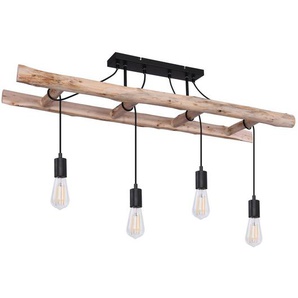 Globo Hängeleuchte, Natur, Schwarz, Holz, Metall, 30x80x115 cm, Lampen & Leuchten, Innenbeleuchtung, Hängelampen, Esstischlampen