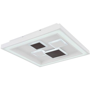 Globo Led-Deckenleuchte, Anthrazit, Opal, Weiß, Metall, Kunststoff, quadratisch,quadratisch, 48x7 cm, Timerfunktion, Farbtemperaturwechsler, Farbwechsler, Farben fixierbar, Smartphone-Steuerung, Lampen & Leuchten, Innenbeleuchtung, Smart Lights, Smart